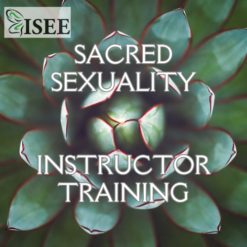 Sacred Sexuality Instructor Training logo has a succulent plant as the background to the text